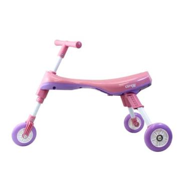 Imagem de Triciclo Infantil Dobrável, Rosa e Roxo, Leve e Compacto, 35 x 44 x 59 cm, 1.84kg, para Desenvolvimento da Coordenação Motora e Equilíbrio