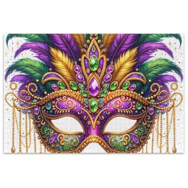 Imagem de Quebra-cabeça de máscara de carnaval 500 peças arte colorida adulto grande quebra-cabeças engraçados