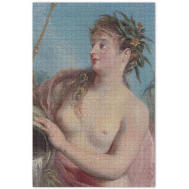Imagem de Antoine Watteau Pintura Quellnymphe Quebra-cabeça adulto 500 peças família brinquedo arte paisagem quebra-cabeça presentes para jogo de elefante branco, 51 x 37 centímetros