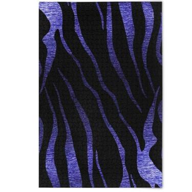 Imagem de Quebra-cabeça preto com estampa de zebra roxa para adultos, 1000 peças, presentes engraçados para amantes de quebra-cabeças, arte de pintura de animais, 1000 peças, 75 x 50 cm