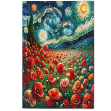 Imagem de Quebra-cabeça adulto 1000 peças arte animal desenho animado papoula estrelada paisagem dos sonhos arte divertida quebra-cabeças adultos jogo de tecnologia presentes quebra-cabeça, 1000 peças, 75 x 50