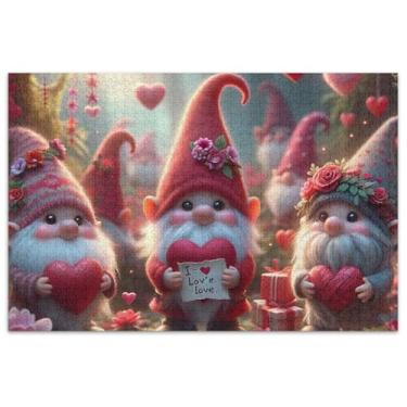 Imagem de Quebra-cabeça fofo de gnomos de Dia dos Namorados para adultos, 1000 peças, presentes de festa de elefante branco, quebra-cabeças divertidos para adultos, jogos de arte, brinquedo