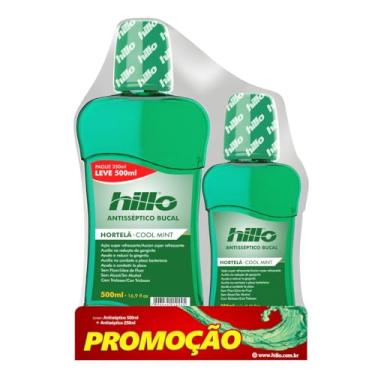 Imagem de Enxaguante Bucal Hortelã Antisséptico Promocional 500ml + 250ml Hillo, Sem Álcool e Sem Flúor