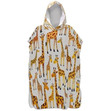 Imagem de Joisal Girafas Brincalhão Branco Surf Poncho Trocador Roupão para Adultos Praia Moletom Toalha Natação Leve Ponchos Femininos com Capuz