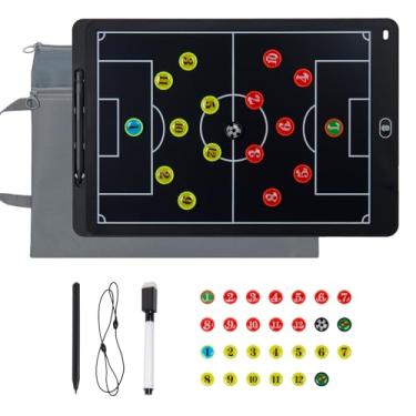 Imagem de Placa de treinamento de futebol LCD de 40,6 cm, placa eletrônica magnética de treinamento, placa de estratégia de futebol com caneta stylus, marcadores apagáveis a seco e bolsa de transporte
