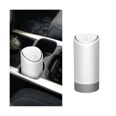 Imagem de Osilly Lixeira de carro com tampa, mini lixeira portátil de silicone à prova de vazamento para porta-copos, acessórios para organizadores de lixo automotivos, universal para caminhão SUV Sedan (branco