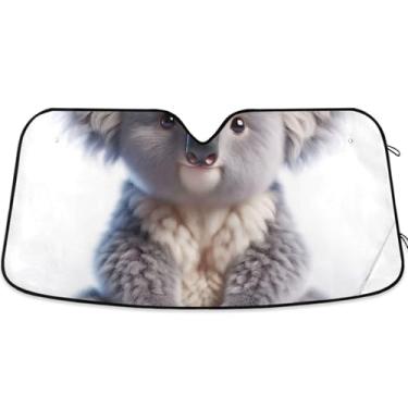 Imagem de Protetor solar automotivo retrátil universal para pára-brisa coala urso fofo protetor solar floral M, 139,7 cm x 70,1 cm