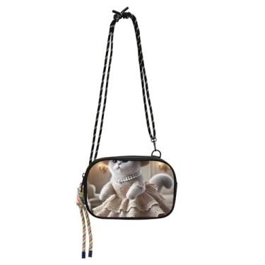 Imagem de Bolsa feminina pequena princesa gato gatinho bolsa tiracolo bolsas de ombro casual bolsa de telefone com alça