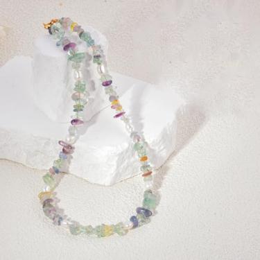 Imagem de Colar de pérolas de cascalho natural feito à mão, estilo boêmio, joias femininas de verão, corrente de clavícula à beira-mar, presente de dia dos namorados, joia para melhor amiga, One Size Fits Most