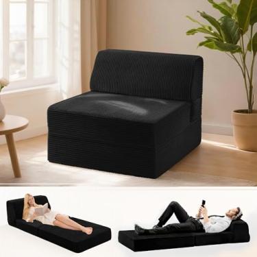 Imagem de Kasunpul Sofá-cama dobrável com travesseiro, cama de cadeira dobrável de espuma de memória, cadeira conversível com capa lavável, sofá futon para sala de estar/dormitório/uso de hóspedes/escritório em