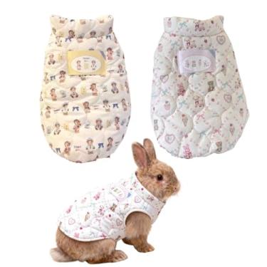 Imagem de 2 peças de suéter de coelho, casaco para coelhos, coelhos, chinchila, gatinho, filhote, porquinho-da-índia, roupas para animais de estimação pequenos, suéter de coelho quente (GG)