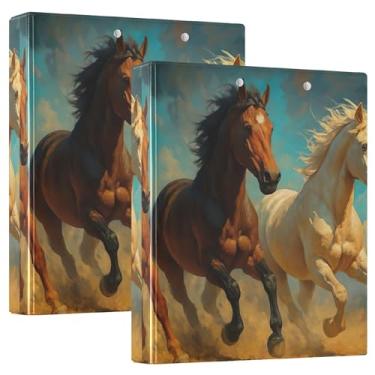 Imagem de Fichários personalizados Cool Horses de 3 cm com 3 anéis, 200 folhas, caderno, impressão, anel redondo, fichário de escritório, 31,5 x 27 x 6 cm, 1 pacote
