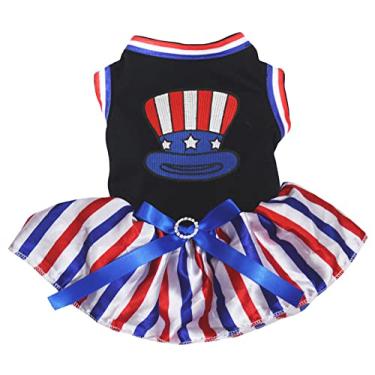 Imagem de Petitebella Vestido para cachorro Hat of Uncle Sam (preto/listras, médio)