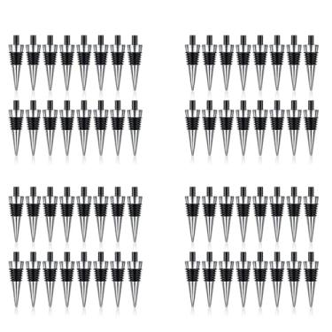 Imagem de Baglaum Kit de 64 peças de rolha de vinho em de cortiça de metal reutilizável conjunto de inserções de cortiça de vinho para casamento bar de festa de vinho DIY torneamento