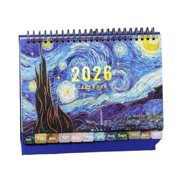 Imagem de Calendário De Mesa Vintage 2026 Com Adesivos Mensais, Planejador Diári