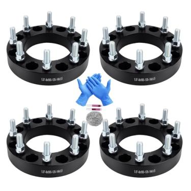 Imagem de Autodevil Espaçadores de roda de 8 x 180 mm 3.8 cm 125 mm Furo do cubo M14x1,5 pinos adaptadores de roda CNC de alumínio 4 peças acessórios de roda de carro peças adequadas para Silverado Sierra