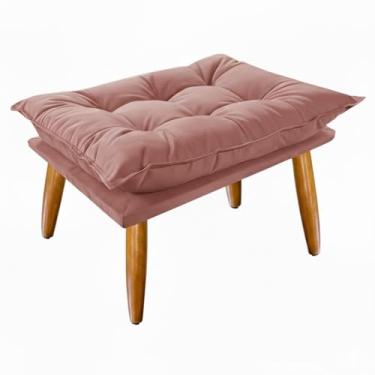 Imagem de Puff Decorativo Slim Retrô - Revestido em Suede com Pés Palito de Madeira, Elegante e Versátil(ROSÊ)