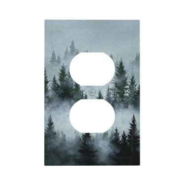 Imagem de Nadoabtm Capas de tomada com paisagem de floresta enevoada 1 gangue duplex capa decorativa para interruptor de luz para decoração de quarto e casa