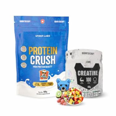 Imagem de Kit Protein Crush 900g refil + Creatina 300g pote Ganho de Massa (900, Vitamina de frutas)