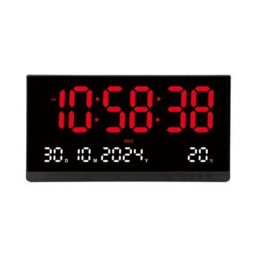 Imagem de Relógio De Parede Digital LED Grande 12/24H Com Brilho Ajustável, Exib