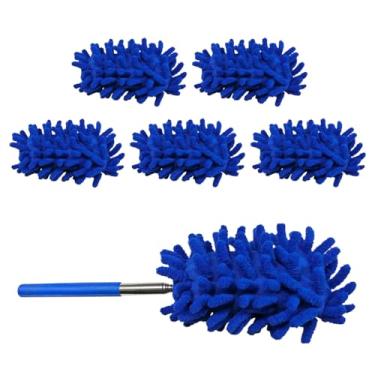 Imagem de Tuxihapp Espanador interior de carro de chenille com haste extensível – Escova de limpeza de carro espanador de microfibra para painel de automóveis, aberturas e janelas, pequenos espanadores laváveis