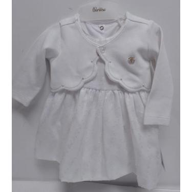 Imagem de Vestido Bebê Menina + Bolero Branco Batizado Paraiso 14688, Branco, G 