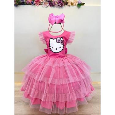 Imagem de Vestido Infantil Rosa da Hello Kitty Saia Com Glitter Festas, 06