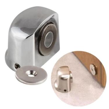 Imagem de Trava Porta Magnético Fixador Metal Adesivo e Parafuso Imã Super Forte