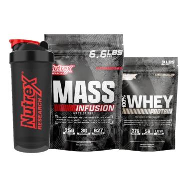 Imagem de Kit 100% Whey 900G + Mass Infusion 3KG + Coqueteleira Nutrex-Unissex