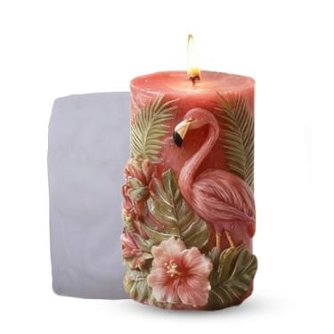 Imagem de Molde de vela de pilar de casal flamingo, molde de silicone flexível para dia dos namorados para velas de cera, fundição de resina, fabricação de sabão - decoração de casa faça você mesmo, artesanato