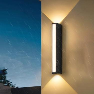 Imagem de Luzes de parede LED externas IP65 à prova d'água alimentadas pela rede elétrica lâmpadas de parede modernas minimalistas de alumínio preto arandelas internas/externas para jardim pátio terraço villa