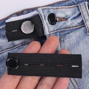 Imagem de 5 peças extensor de calças cinto unissex faixa de cintura calças jeans saias maternidade botões ganchos vestuário suprimentos de costura DIY (preto)