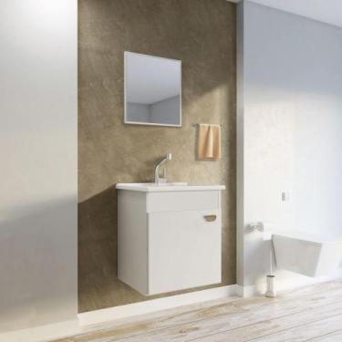 Imagem de Armario de banheiro, Gabinete Branco Suspenso com espelho Luxo - Gaam