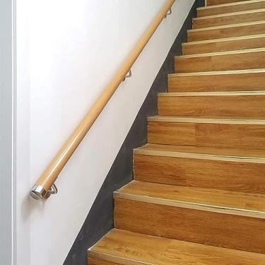Imagem de AkosOL Kit de corrimão de corrimão de escada, corrimão de escada de madeira maciça antiderrapante, Homeainst The Wall Indoor Loft grades para idosos corrimãos de suporte de corredor, comprimento: 30