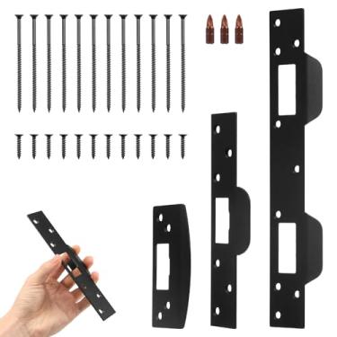 Imagem de UKQRRTC Combo de segurança máxima de 3 peças, greve de porta com uma broca de chave de fenda reforçada, 10 x 5 cm, placa de bloqueio de porta grande, reparo de moldura de porta quebrada
