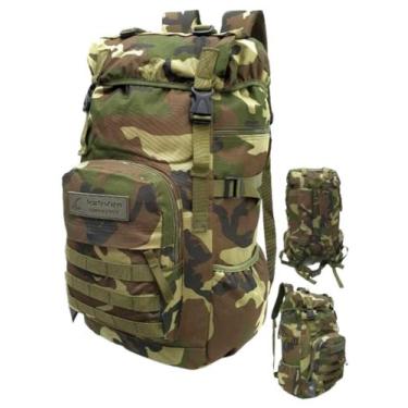Imagem de Mochila Masculina Camping Viagem Camuflada Impermeável 65 Litros - Keu