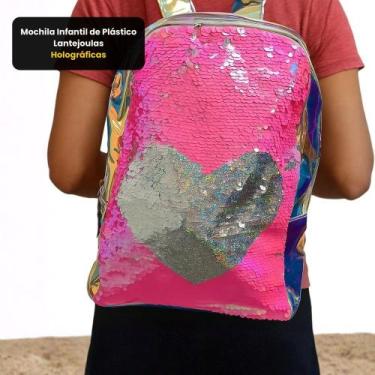 Imagem de Mochila Infantil de Plástico Lantejoulas Holográficas - FIRST