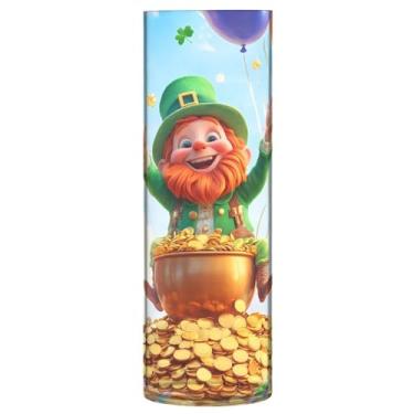 Imagem de CEBUGI Vaso de flores de fundo de dia de São Patrício 10 x 30 cm, vaso cilíndrico para flores, vaso transparente inquebrável para festa de casamento, decoração de casa