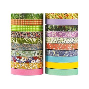 Imagem de Conjunto de adesivos Washi com 20 rolos de 3 m, adesivos retrô decorativos para artes faça-você-mesmo artesanato suprimentos de diário scrapbook cartão embrulho