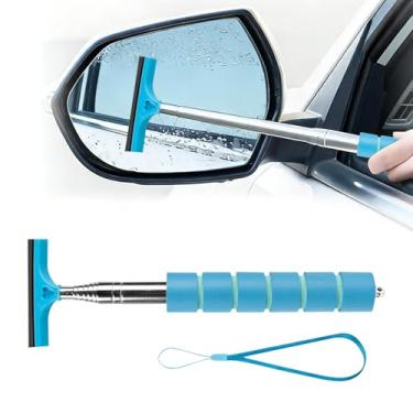 Imagem de Limpador retrátil de espelho de carro e ferramenta de limpador de para-brisa - Rodo extensível de 96 cm com borracha premium para chuva, neblina, remoção de poeira e direção segura, azul