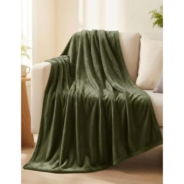 Imagem de Casa Platino Cobertores de lã – 300 g/m² verde-oliva – mantas macias e aconchegantes de inverno, felpudas e elegantes para crianças, homens e mulheres – Ideal para sofá, cadeira ou cama – 127 x 152 cm