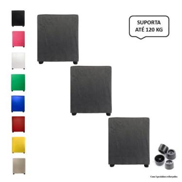 Imagem de Kit 3 Pufs Puff Banqueta Quadrado Decorativo Casa - Mercadão dos Puffs