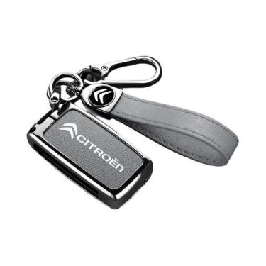 Imagem de Capa De Chave De Carro Em Liga De Alumínio E Couro Para Citroen C1 C2 
