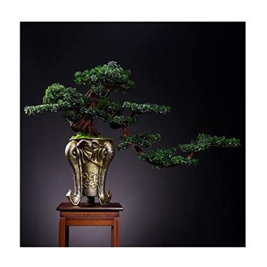 Imagem de SLGGPJBU Plantas artificiais, árvore de bonsai artificial, interior, grande, verde, simulação, pinheiro, bonsai, sala de estar, escritório, decoração de mesa, planta artificial em vaso, bonsai