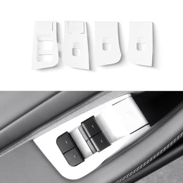Imagem de Wiblooter Adesivo de painel de elevação de janela de carro compatível com Tesla Model Y 2025, material de silicone para interruptor de elevação de janela, capa de decoração de painel, acessórios