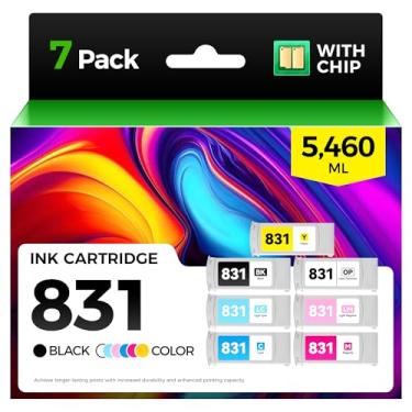 Imagem de Cartucho de tinta 831 831A 780ml de substituição para impressora HP DesignJet Latex 310 315 330 335 360 365 370 570 375 560 para tinta 831 CZ682A CZ683A CZ684A CZ685A CZ686A A CZ687 A CZ706A (BK/C/M/Y