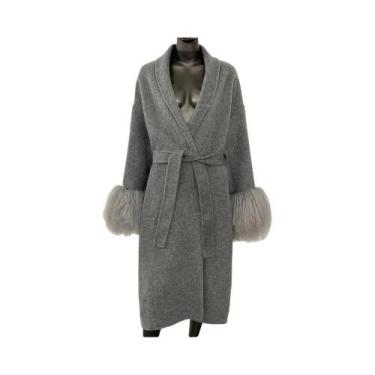 Imagem de Casaco Feminino De Lã Dupla Face De Alta Qualidade Com Punhos Removíve