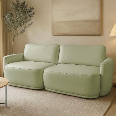Imagem de Sofá 2 Lugares Orgânico 174cm Modulado Para Sala Brumma Bouclê K01 - D`rossi Cor Verde