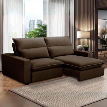 Imagem de Sofa Retratil Reclinavel 2 Lugares 2m Andreza Veludo Lansof Marrom