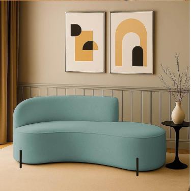 Imagem de Sofá 3 Lugares Orgânico 180cm Pé Preto Morgan Cotelê Ext/veludo D03 - D`rossi Cor Menta